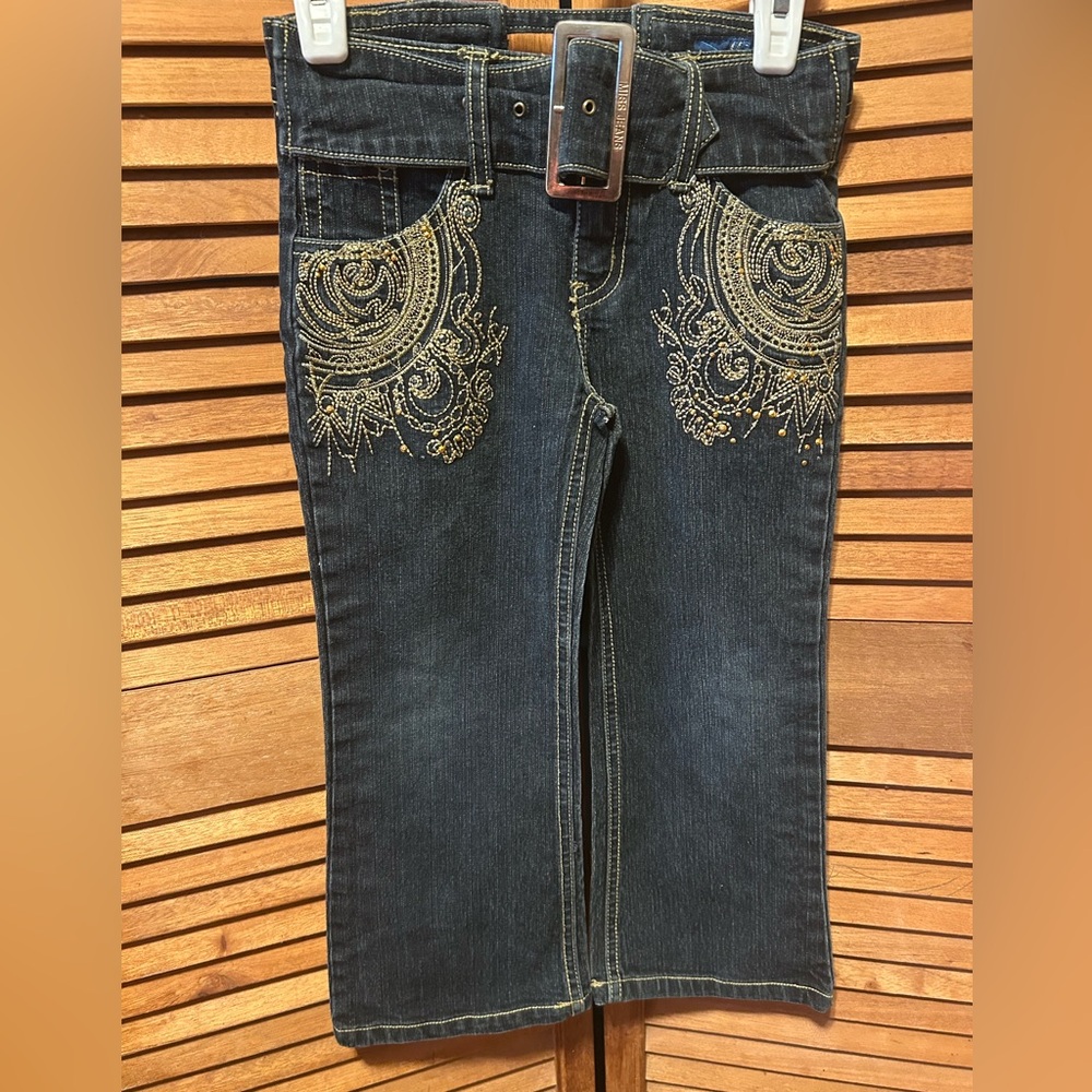 Miss Jeans Blue Denim Bootcut Jeans with Embroidery and Embellishments